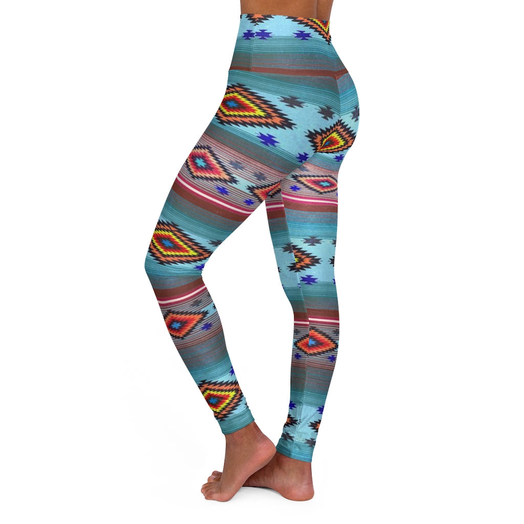 Funky Shaman Bright Blue Red - Yoga Leggings