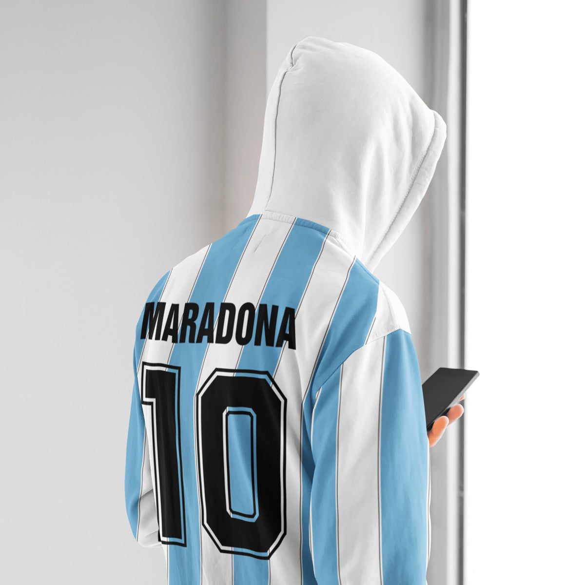 Subliminator Maradona Tribute - Retro Argentina Soccer Jersey N. 10 | Zip-Up Hoodie 4XL