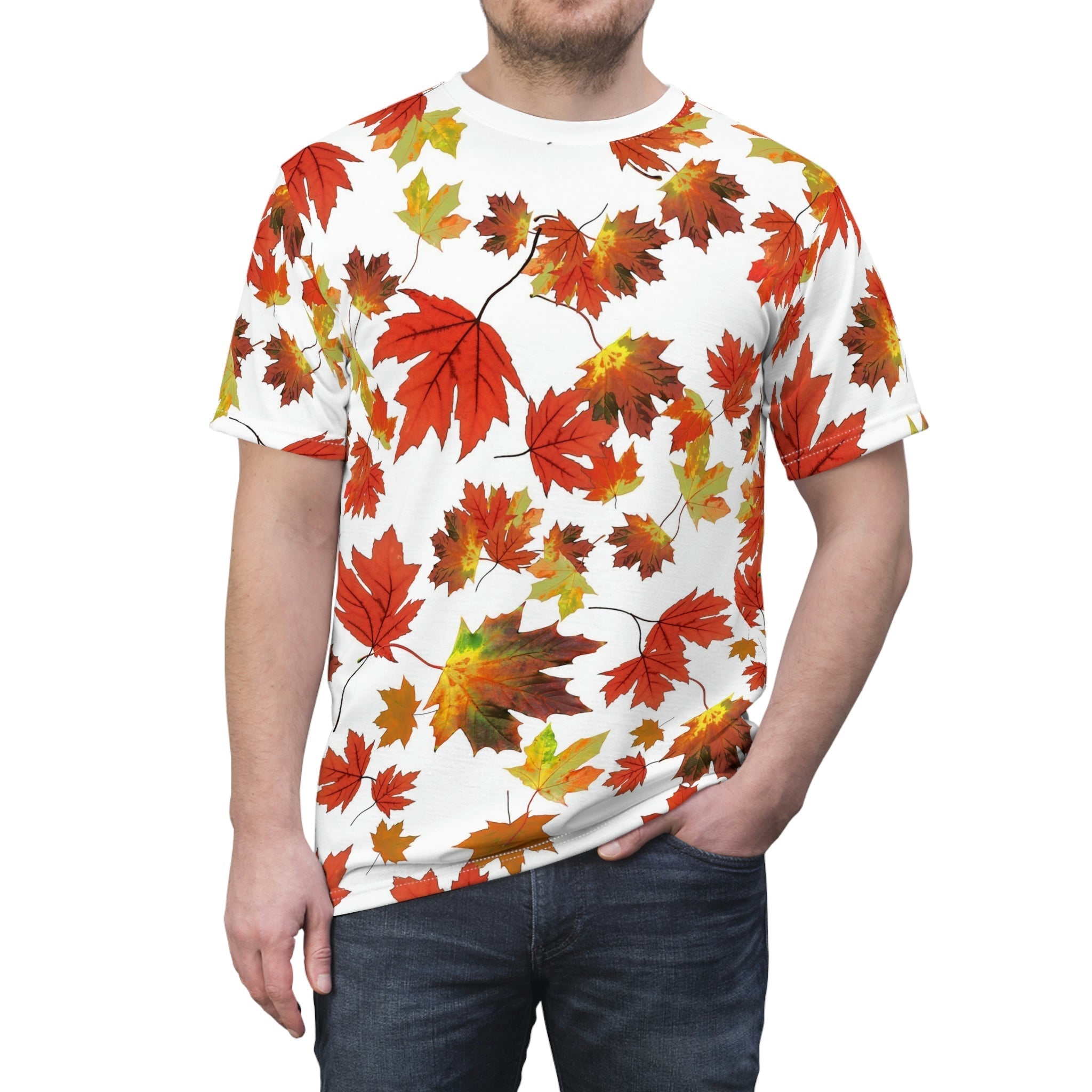 Tyler Durden Maple Leaf Pattern Shirt  Fight Club Short Sleeves Shirt –