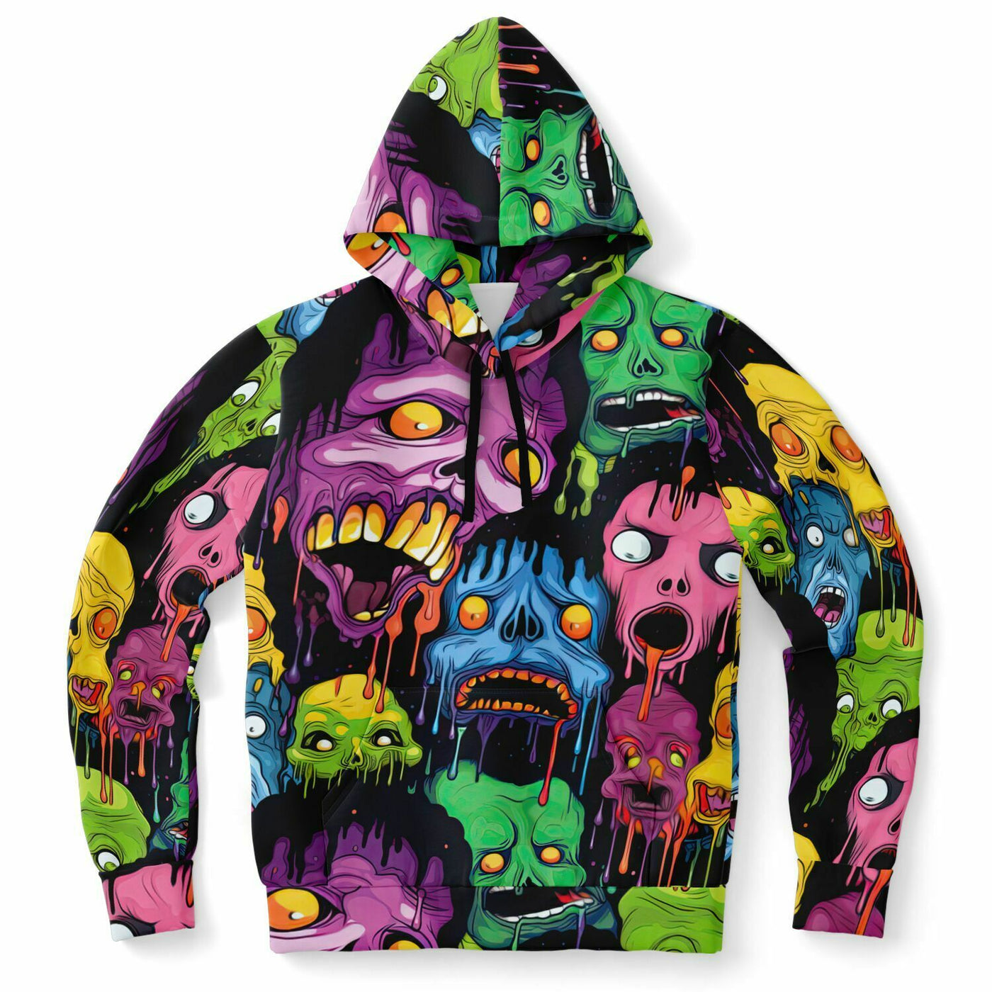 Playful Melting Zombie Faces Hooded Sweatshirt