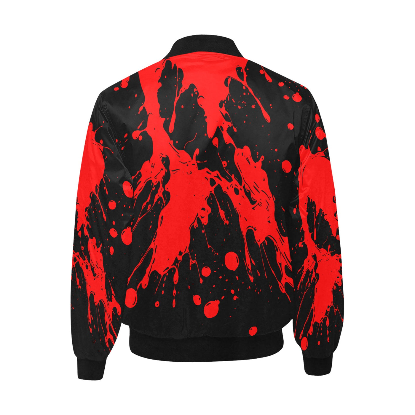 Red Paint Splash Quilted Bomber Jacket