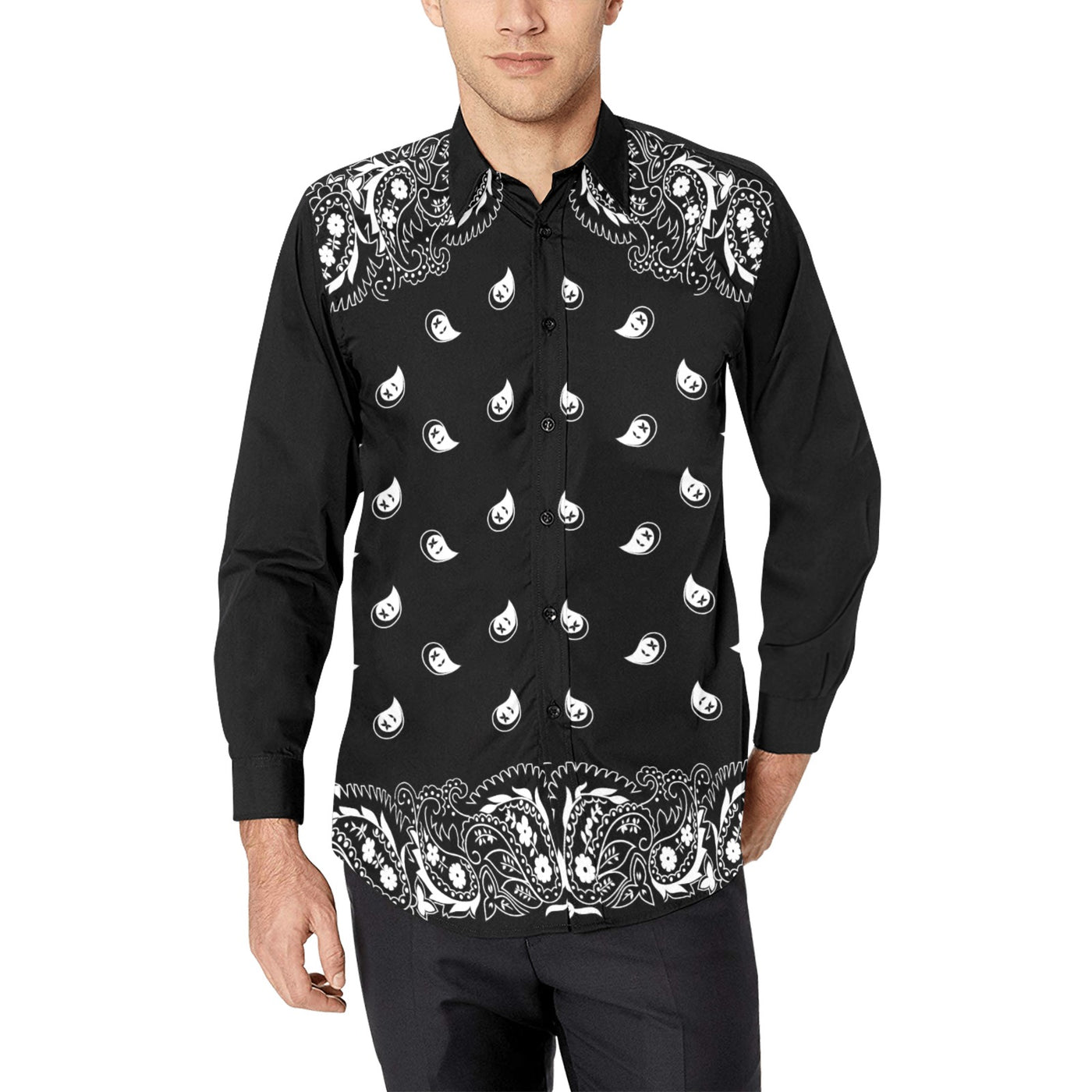 Bandana Pattern Elegant Long Sleeve Shirt