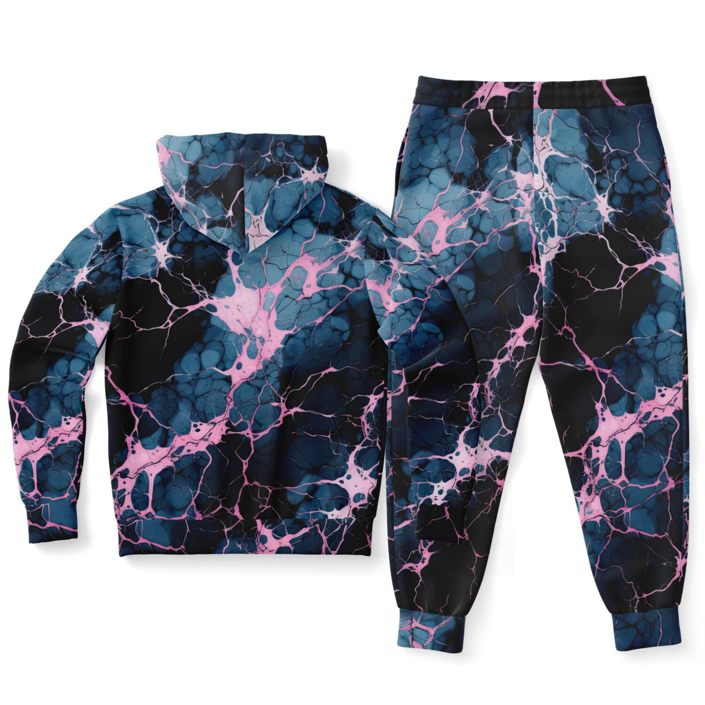 Tie-Dye Effect Hoodie Dark Blue Pink | Retro pop Fashion Hoodie & Jogger Set