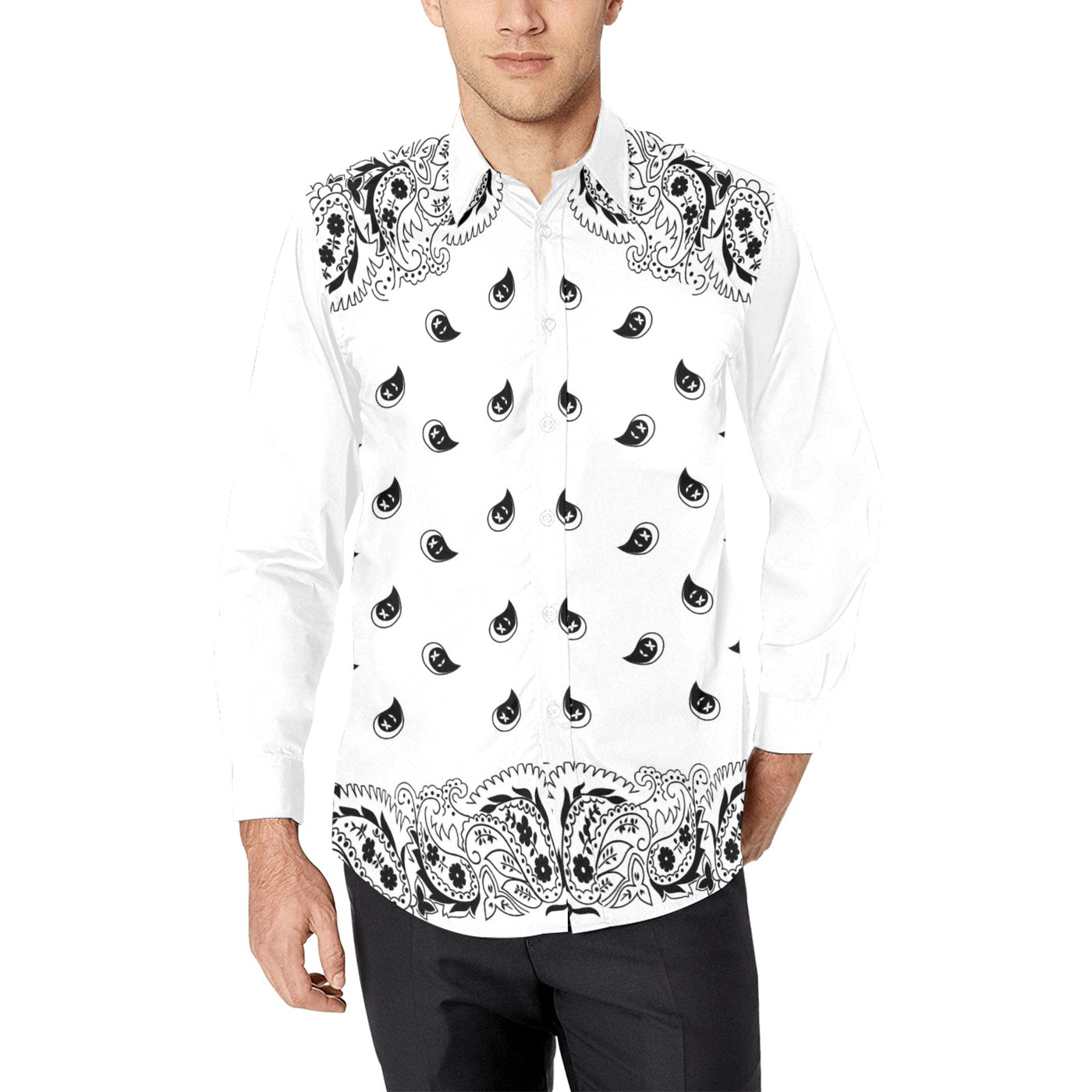 Bandana Pattern Elegant Long Sleeve Shirt