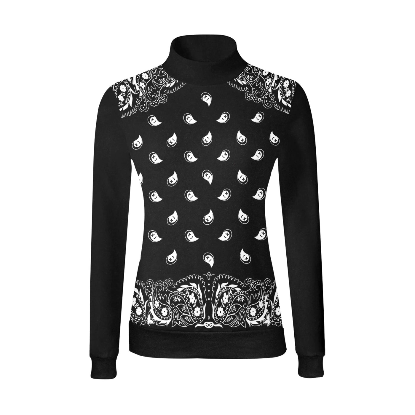 Women's All Over Print Mock Neck Sweater (H43)