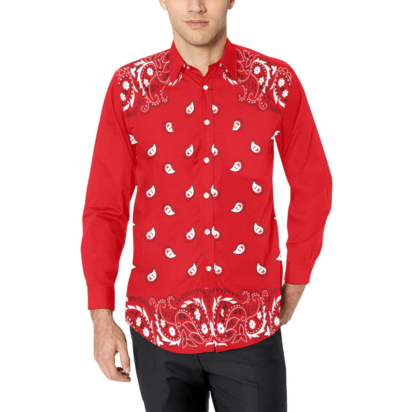 Bandana Pattern Elegant Long Sleeve Shirt