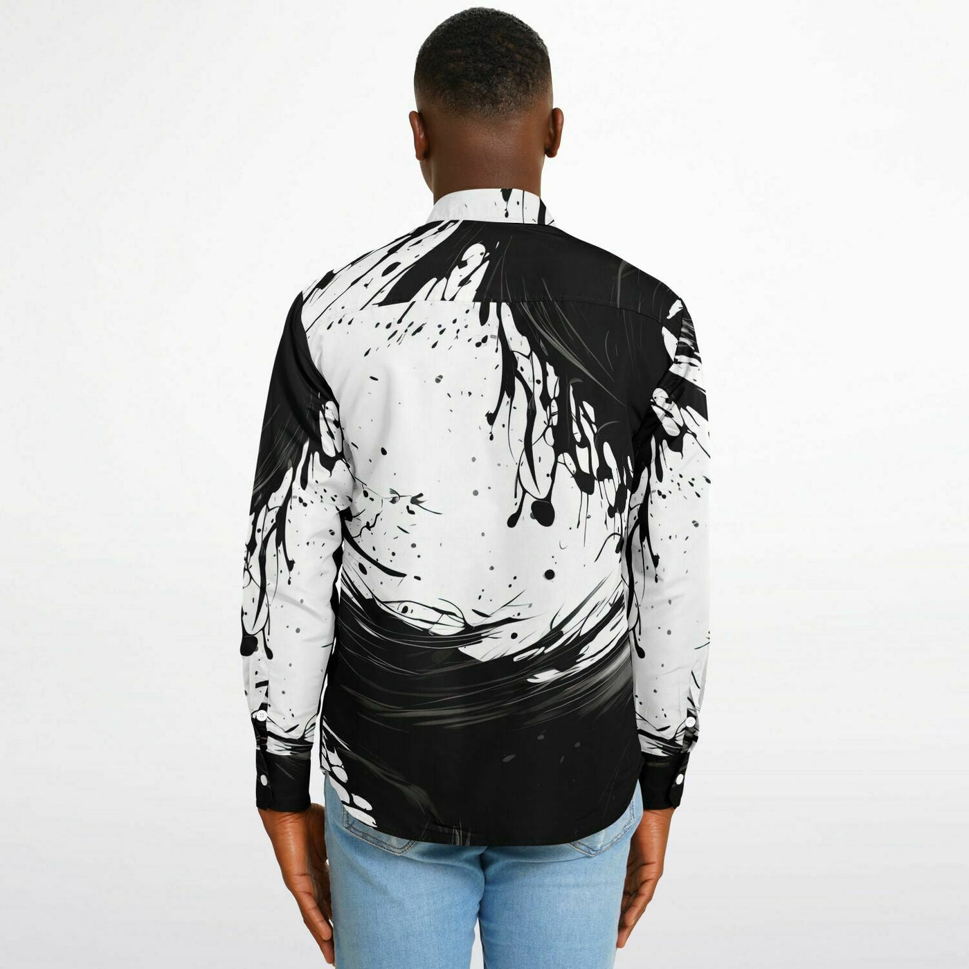Abstract Wave Paint trail Long Sleeve Button Down Shirt