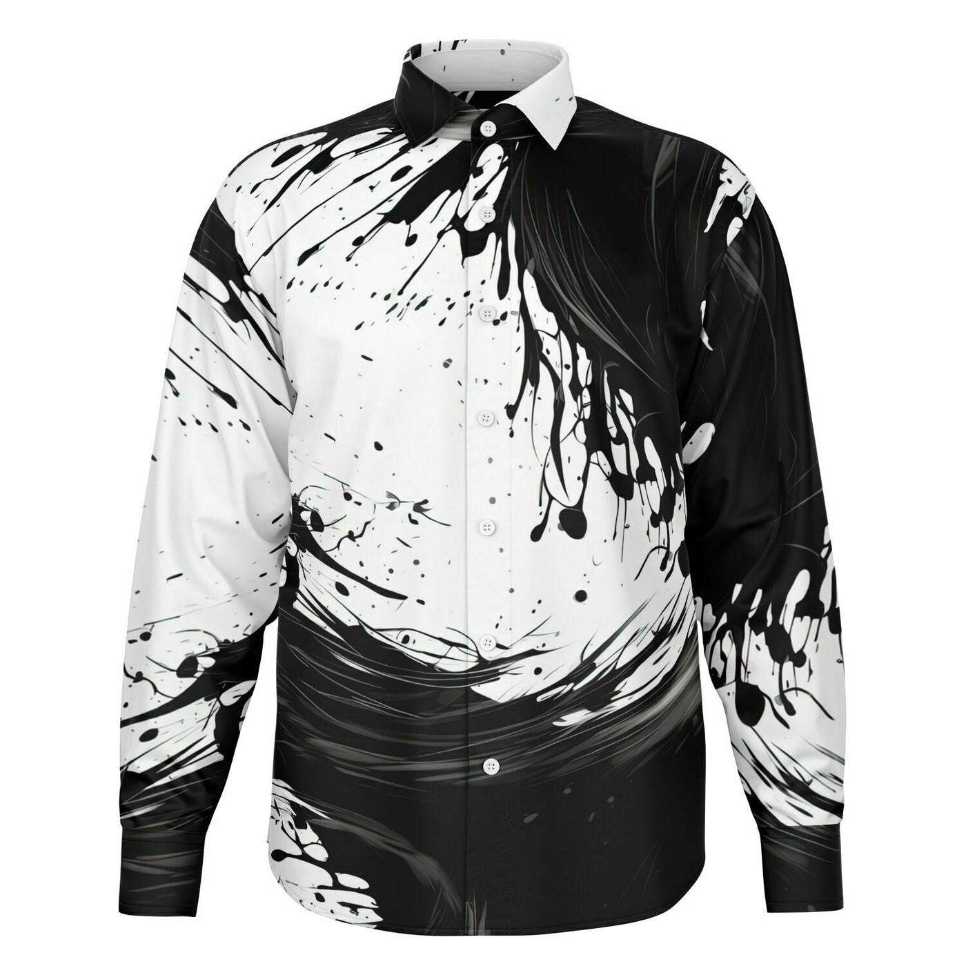 Abstract Wave Paint trail Long Sleeve Button Down Shirt