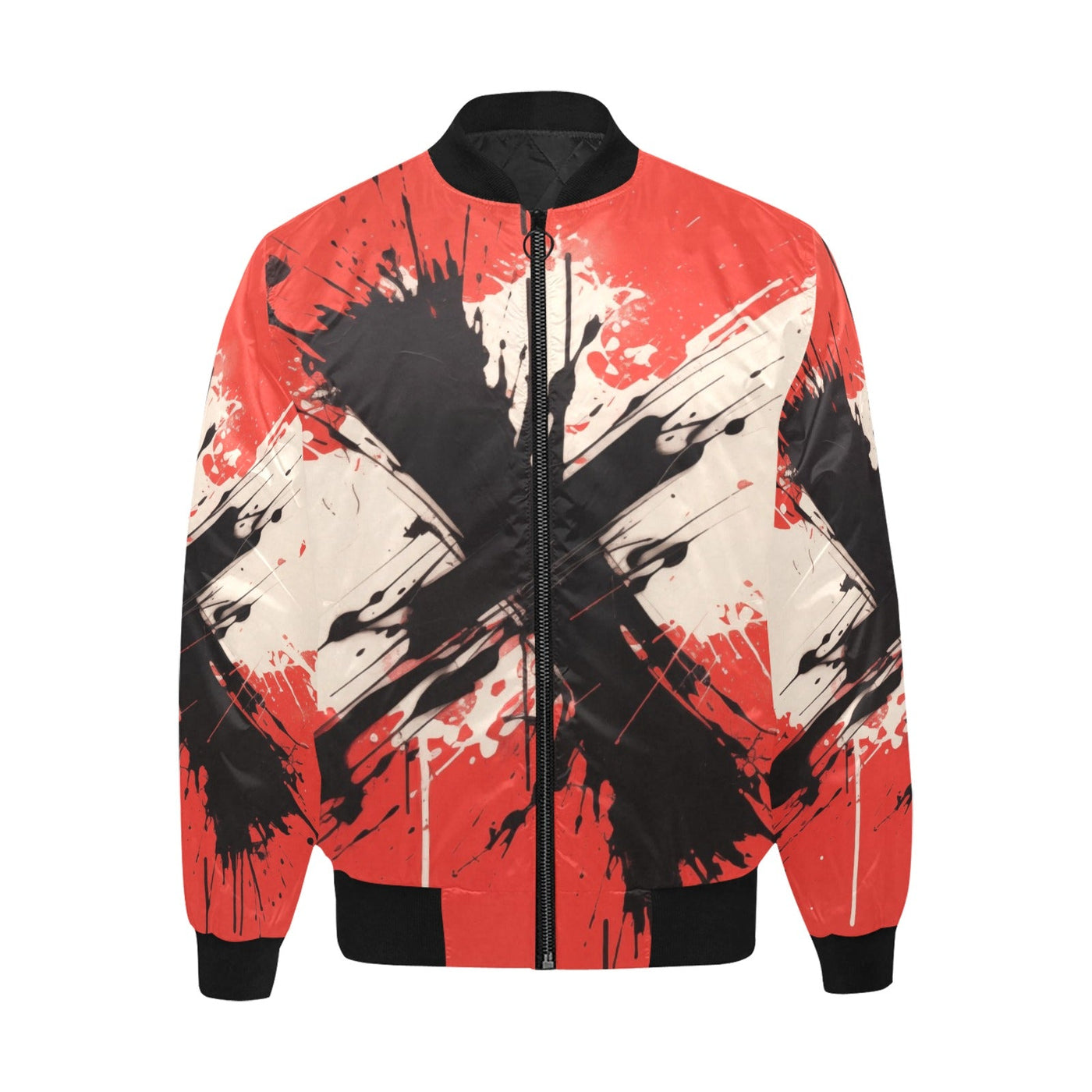 Abstract X Cross Quilted Bomber Jacket