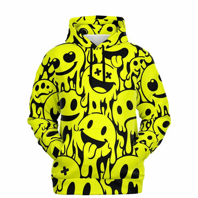 Acid House Melting Smileys Pattern Retro Pop Hoodie