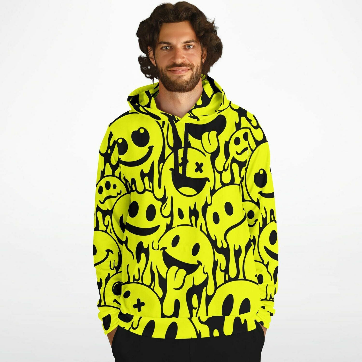 Acid House Melting Smileys Pattern Retro Pop Hoodie