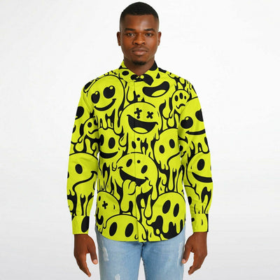 Acid House Melting Smileys Pattern Retro Pop Long Sleeve Shirt