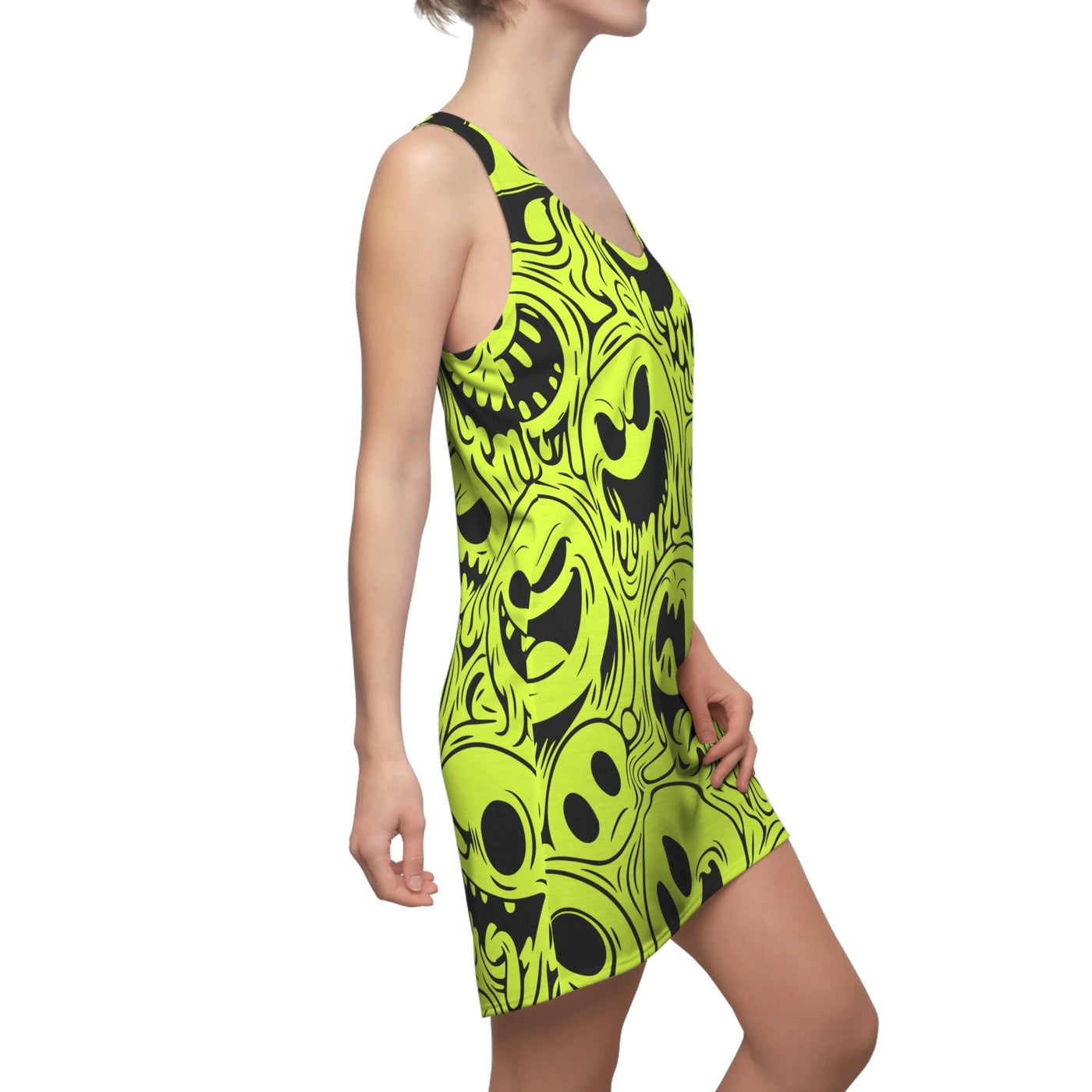 Acid House Wicked Smileys Pattern Retro Pop Racerback Dress