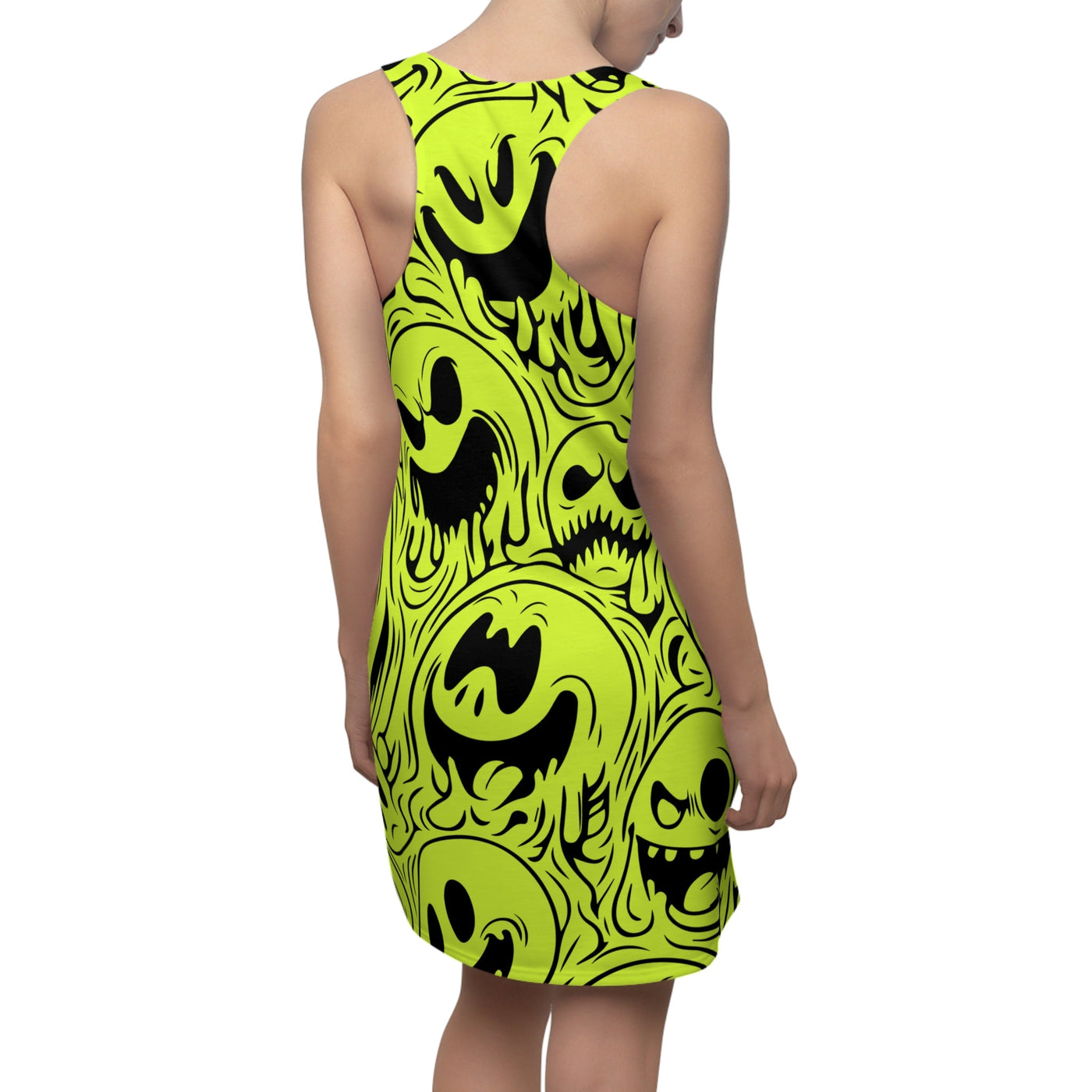 Acid House Wicked Smileys Pattern Retro Pop Racerback Dress