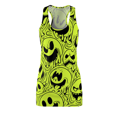 Acid House Wicked Smileys Pattern Retro Pop Racerback Dress