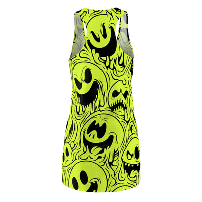 Acid House Wicked Smileys Pattern Retro Pop Racerback Dress