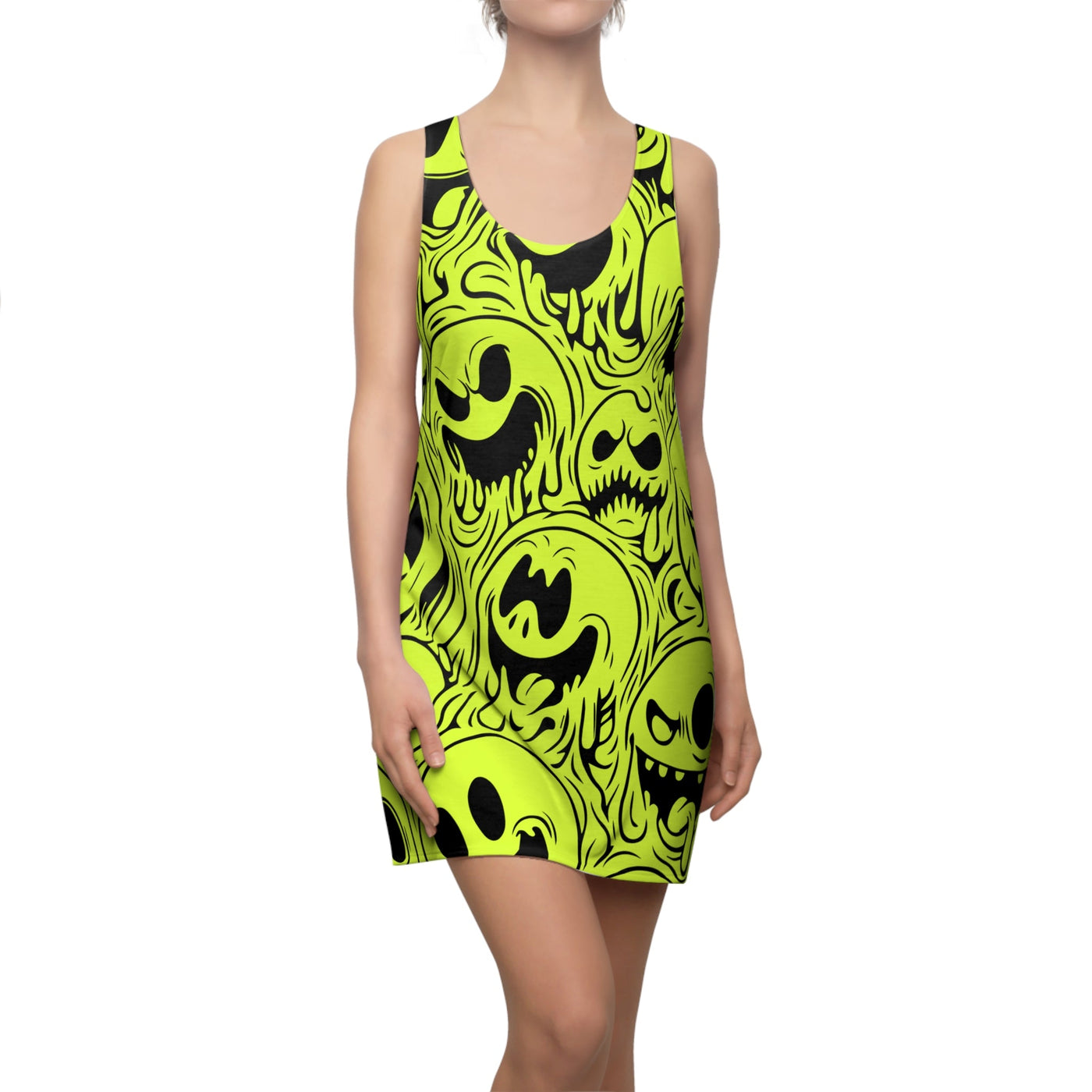 Acid House Wicked Smileys Pattern Retro Pop Racerback Dress