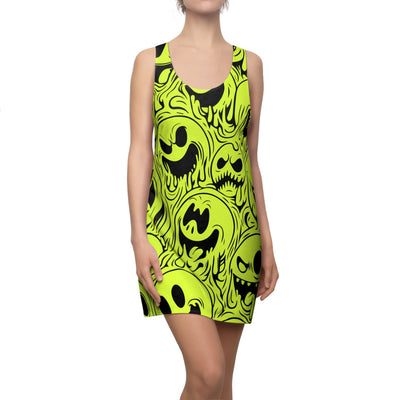 Acid House Wicked Smileys Pattern Retro Pop Racerback Dress