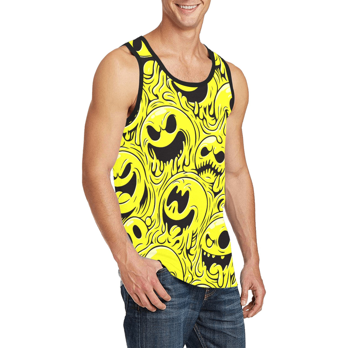 Acid Smiley Tank Top – Dripping Yellow Chaos 😜🖤