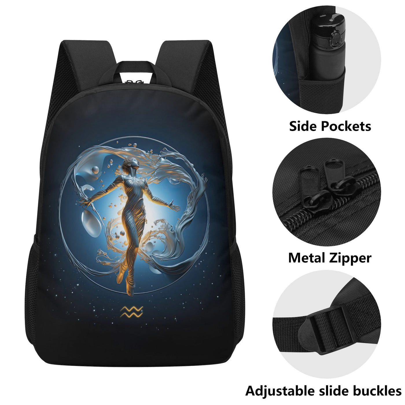 Aquarius Zodiac Sign 17'' Backpack