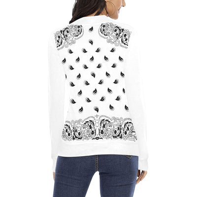 Bandana Pattern Mock Neck Sweater (Black, White, Red)