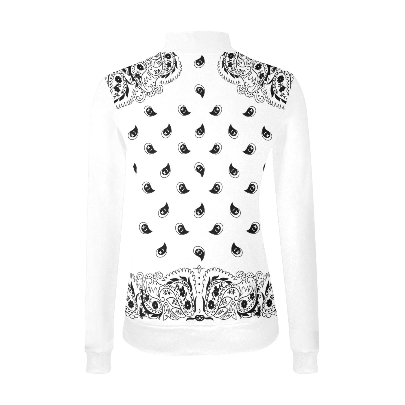 Bandana Pattern Mock Neck Sweater (Black, White, Red)