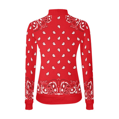 Bandana Pattern Mock Neck Sweater (Black, White, Red)