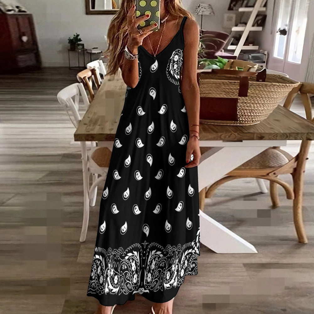 Bandana Print Sling Maxi Dress - Boho style