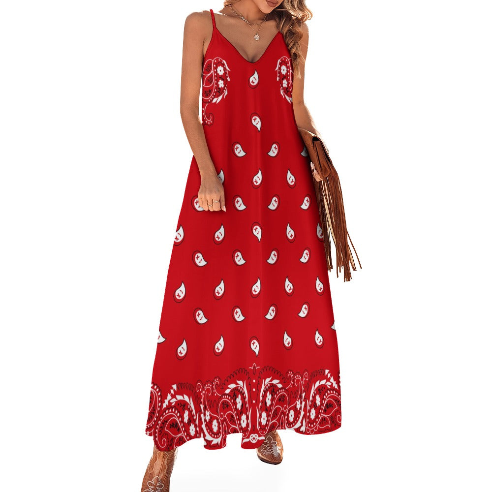 Bandana Print Sling Maxi Dress - Boho style