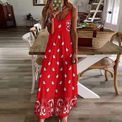 Bandana Print Sling Maxi Dress - Boho style