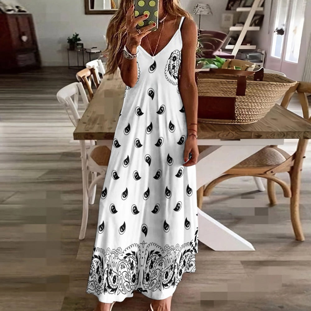 bandana print maxi dress Bandana Print Sling Maxi Dress