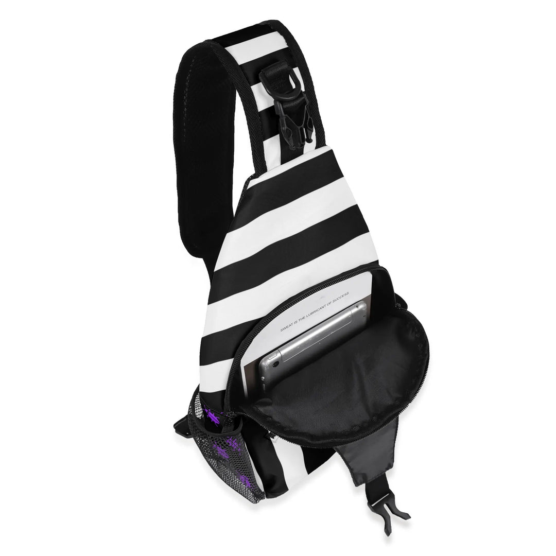beetlejuice stripes & sandworms mini backpack Beetlejuice & Sandworm Sling Crossbody Backpack – TimeElements.shop
