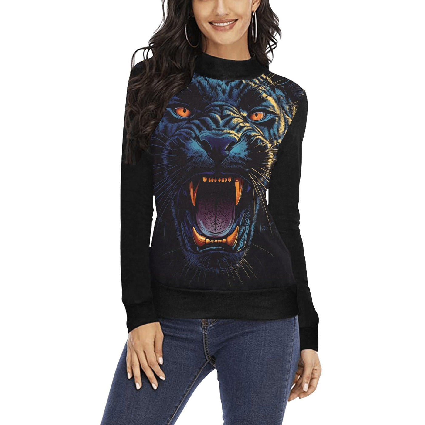 Black Panther Graphic Mock Neck Sweatshirt