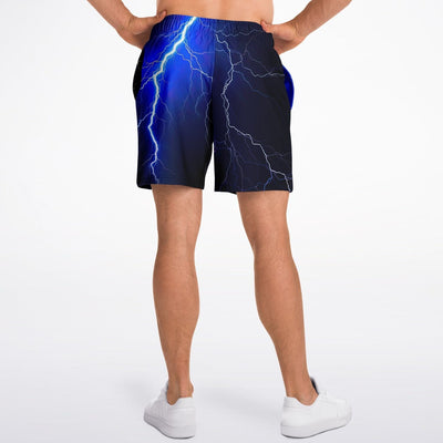 Blue Thunderbolt Lighting Storm Athletic Shorts