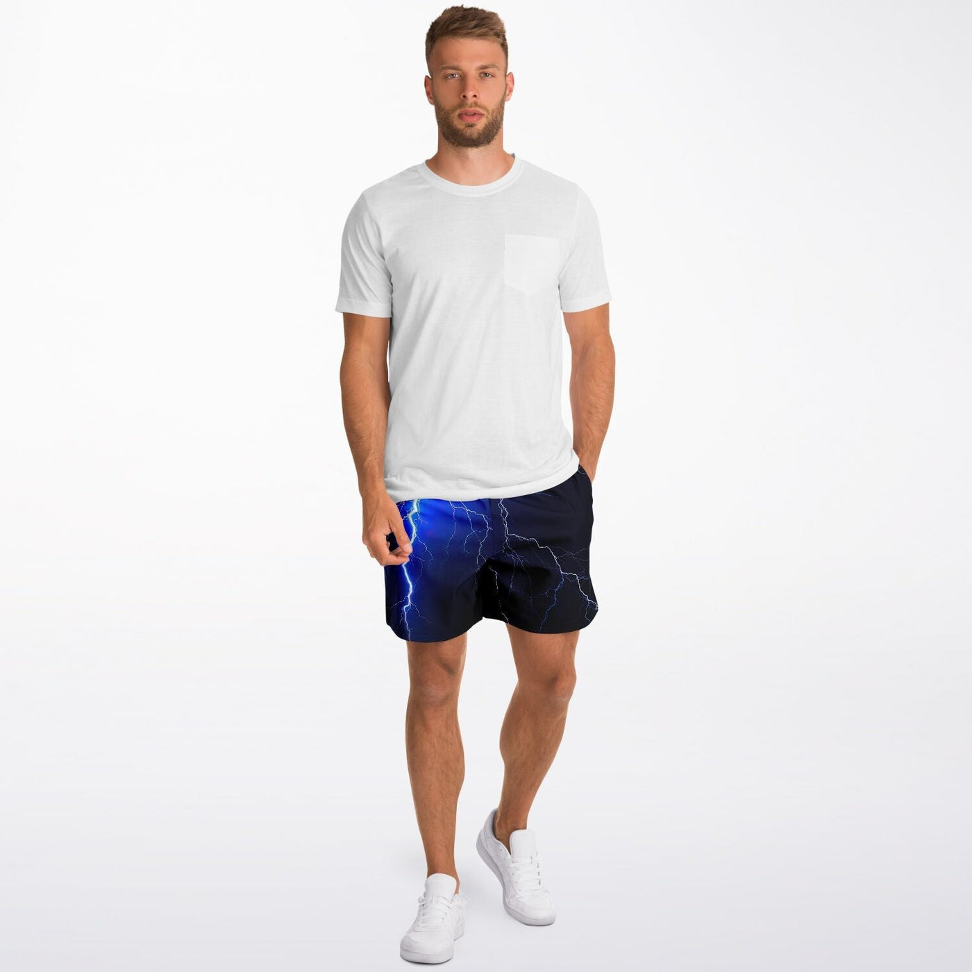 Blue Thunderbolt Lighting Storm Athletic Shorts