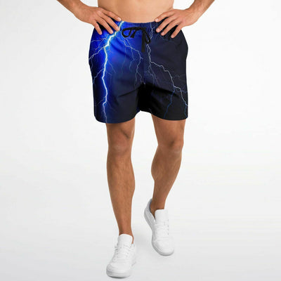 Blue Thunderbolt Lighting Storm Athletic Shorts