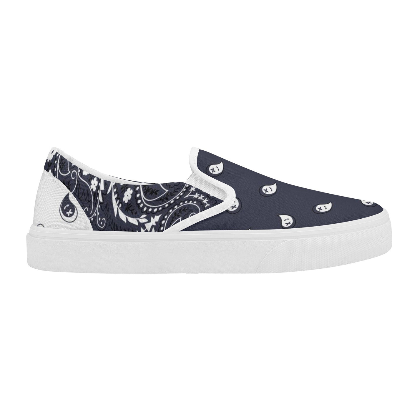 Blue & White Bandana Pattern Slip On Sneakers
