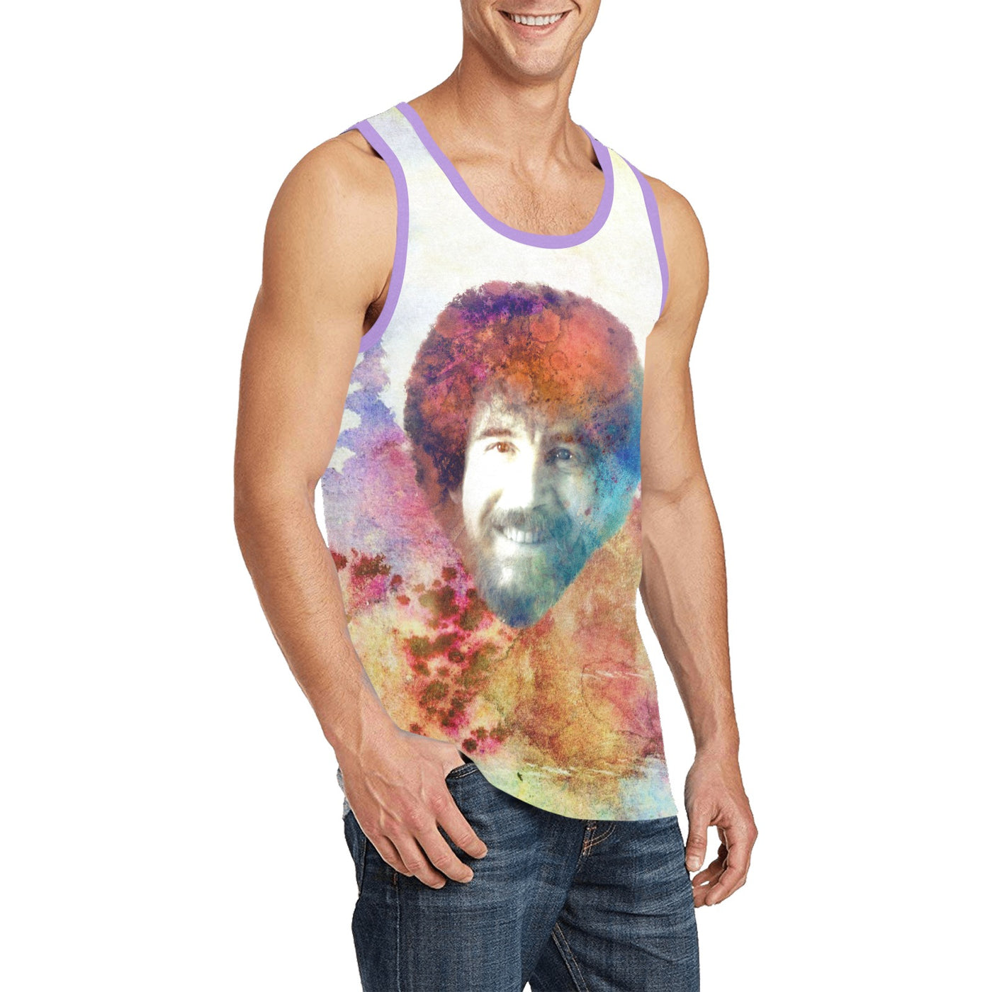 Bob Ross Tribute Tank Top – Watercolor Psychedelic Art Shirt