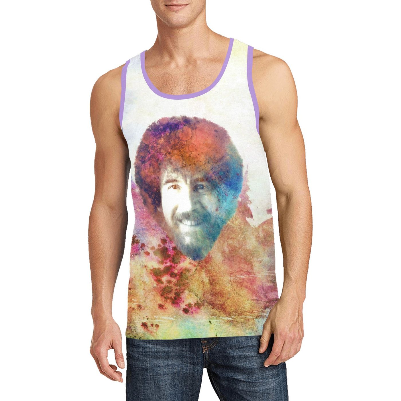 Bob Ross Tribute Tank Top – Watercolor Psychedelic Art Shirt