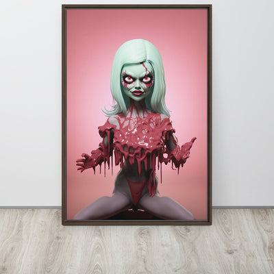 Choco Monster Doll Pop Surreal Framed canvas
