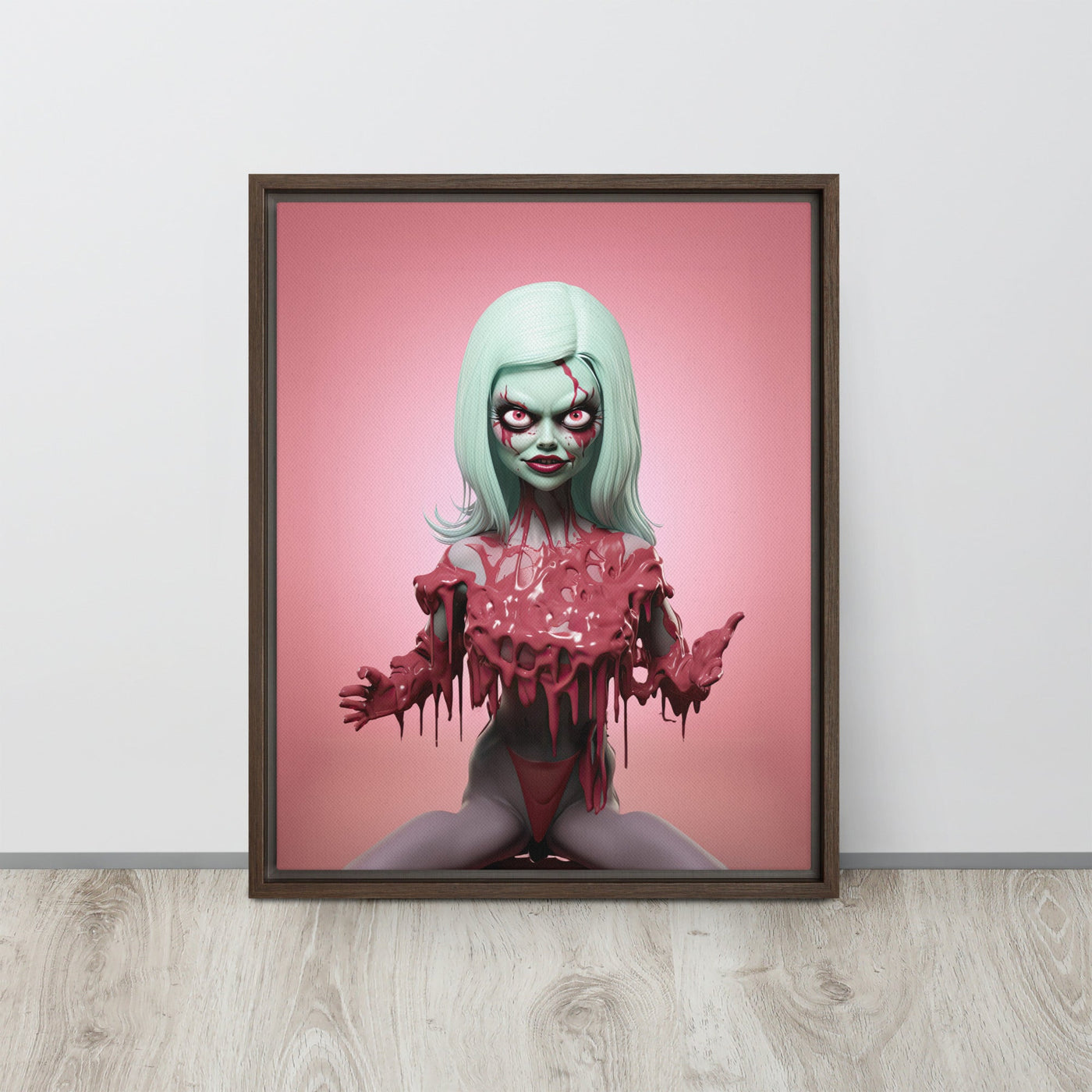 Choco Monster Doll Pop Surreal Framed canvas
