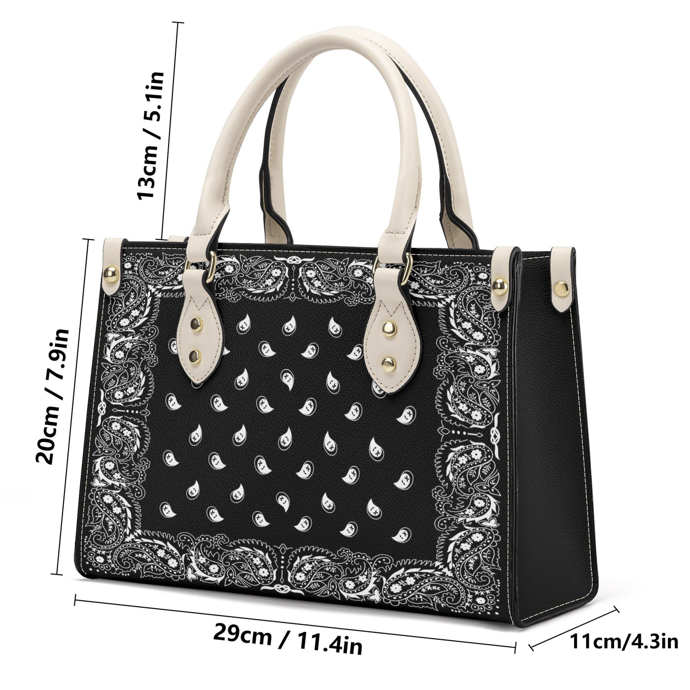 Classic Black Bandana Pattern Luxury Tote Handbag