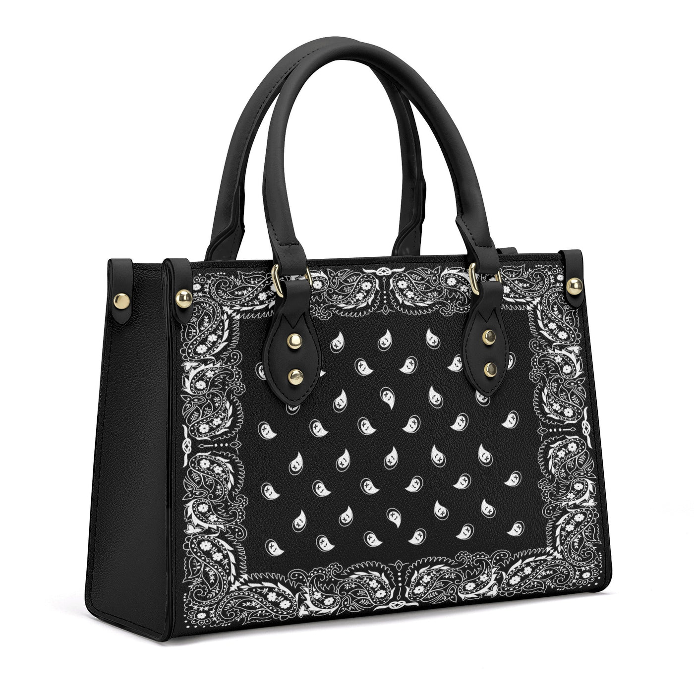 Classic Black Bandana Pattern Luxury Tote Handbag