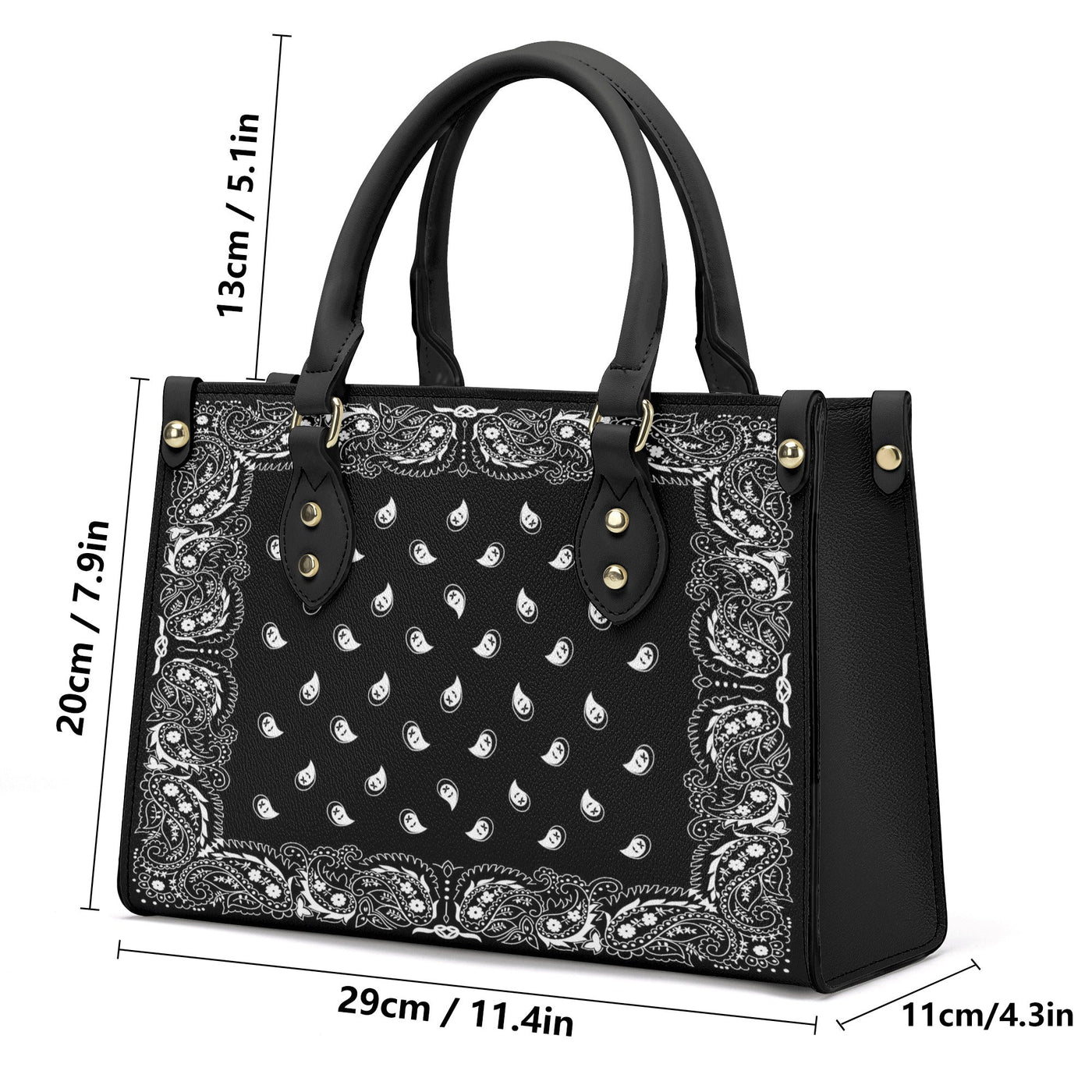 Classic Black Bandana Pattern Luxury Tote Handbag