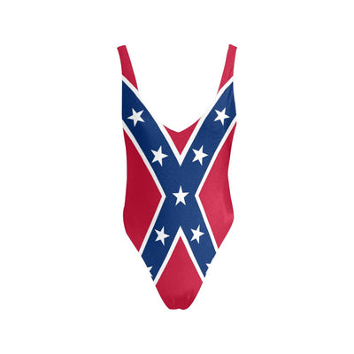 Confederate/Rebel Flag One piece Deep V Swimsuit