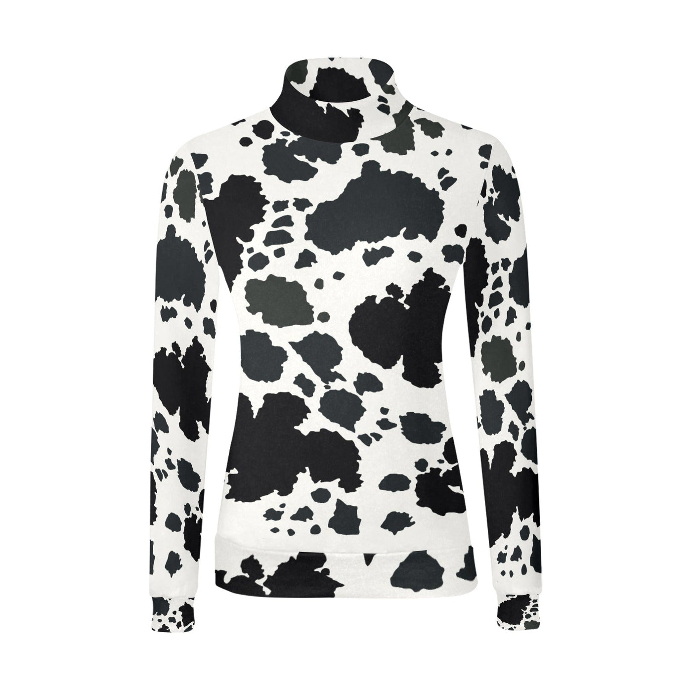 Cow Print Mock Neck Sweater