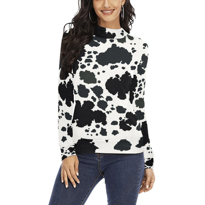 Cow Print Mock Neck Sweater