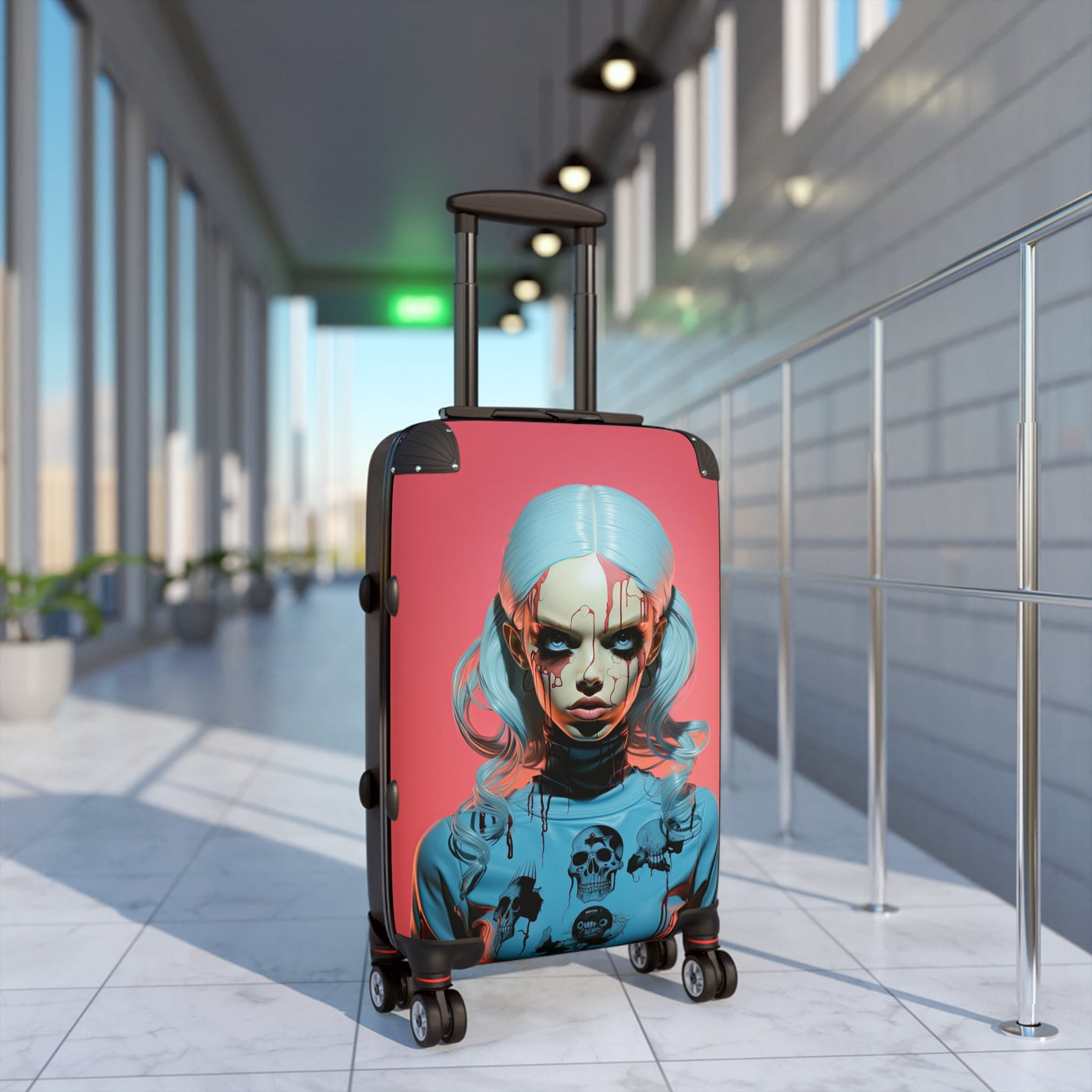 Creepy Futuristic Doll Pop Surreal Travel Suitcase Luggage