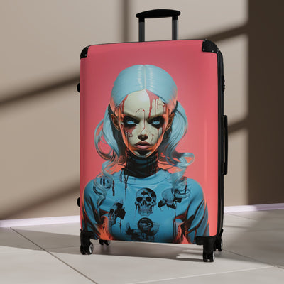 Creepy Futuristic Doll Pop Surreal Travel Suitcase Luggage