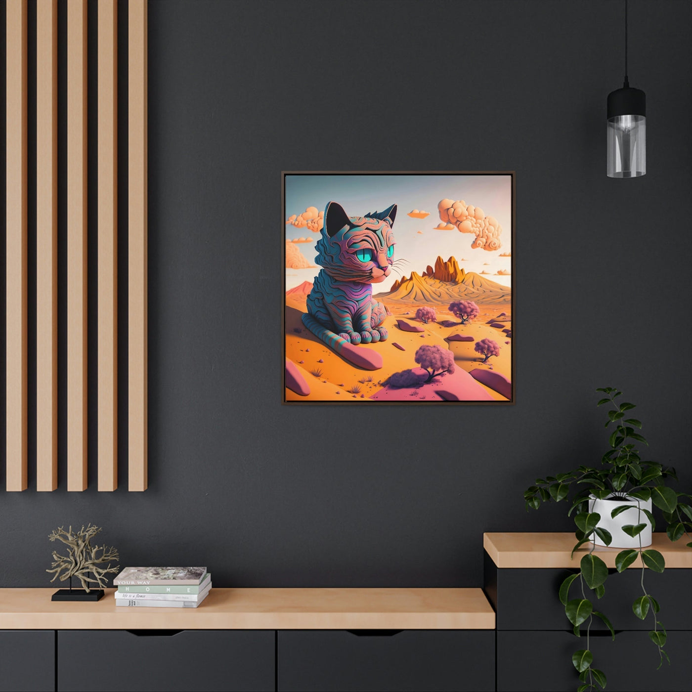 Cutie Cat: Surreal Baby Cat Art | Framed Wall Canvas